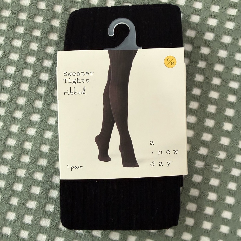 A New Day Ribbed Black Sweater Tights